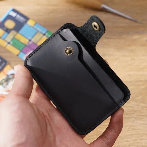Black Grained Leather Card Holder 黑色真牛皮信用卡套 CH19021