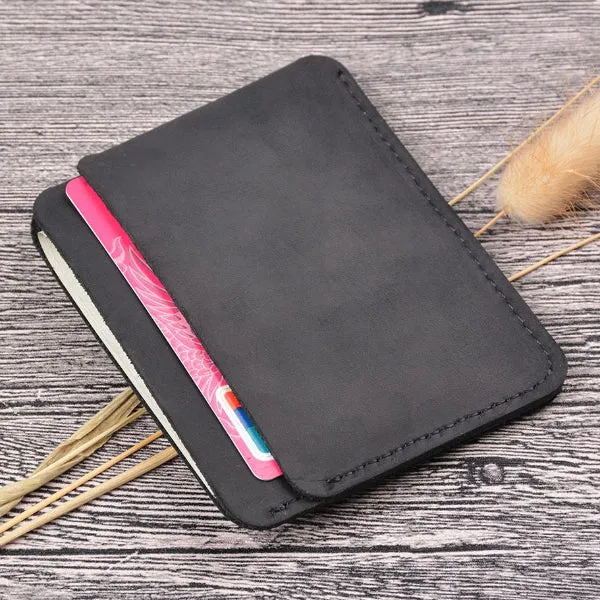 Black Grained Leather Card Holder 黑色真牛皮信用卡套 CH19024