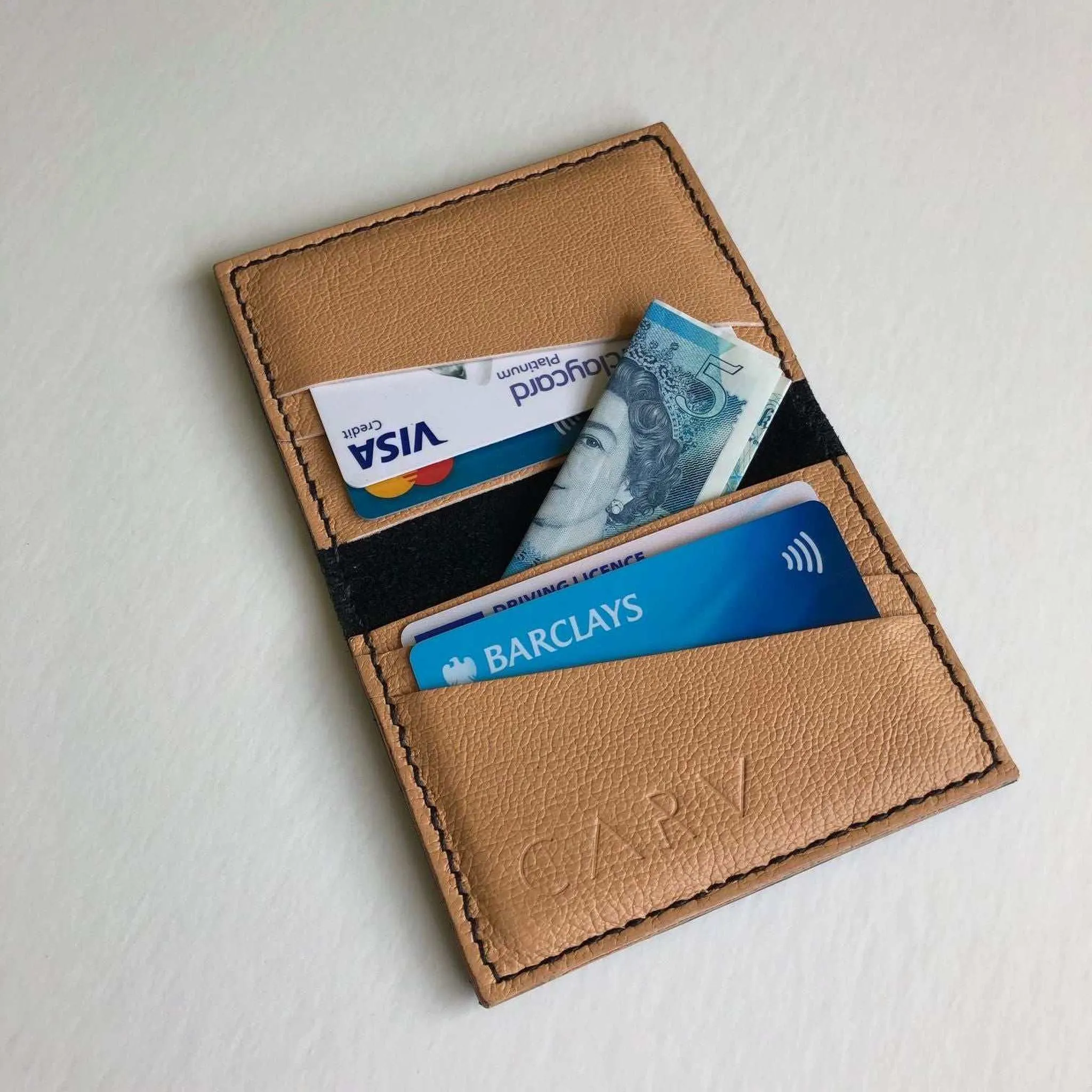 Black Leather Bifold Card Wallet