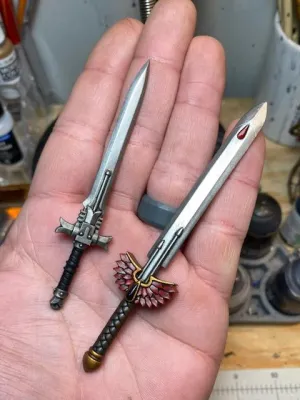 Blood Drop Power Sword with Wings: Warhammer 40K JoyToy Compatible Space Marine 1:18 Action Figure 4" Custom Part