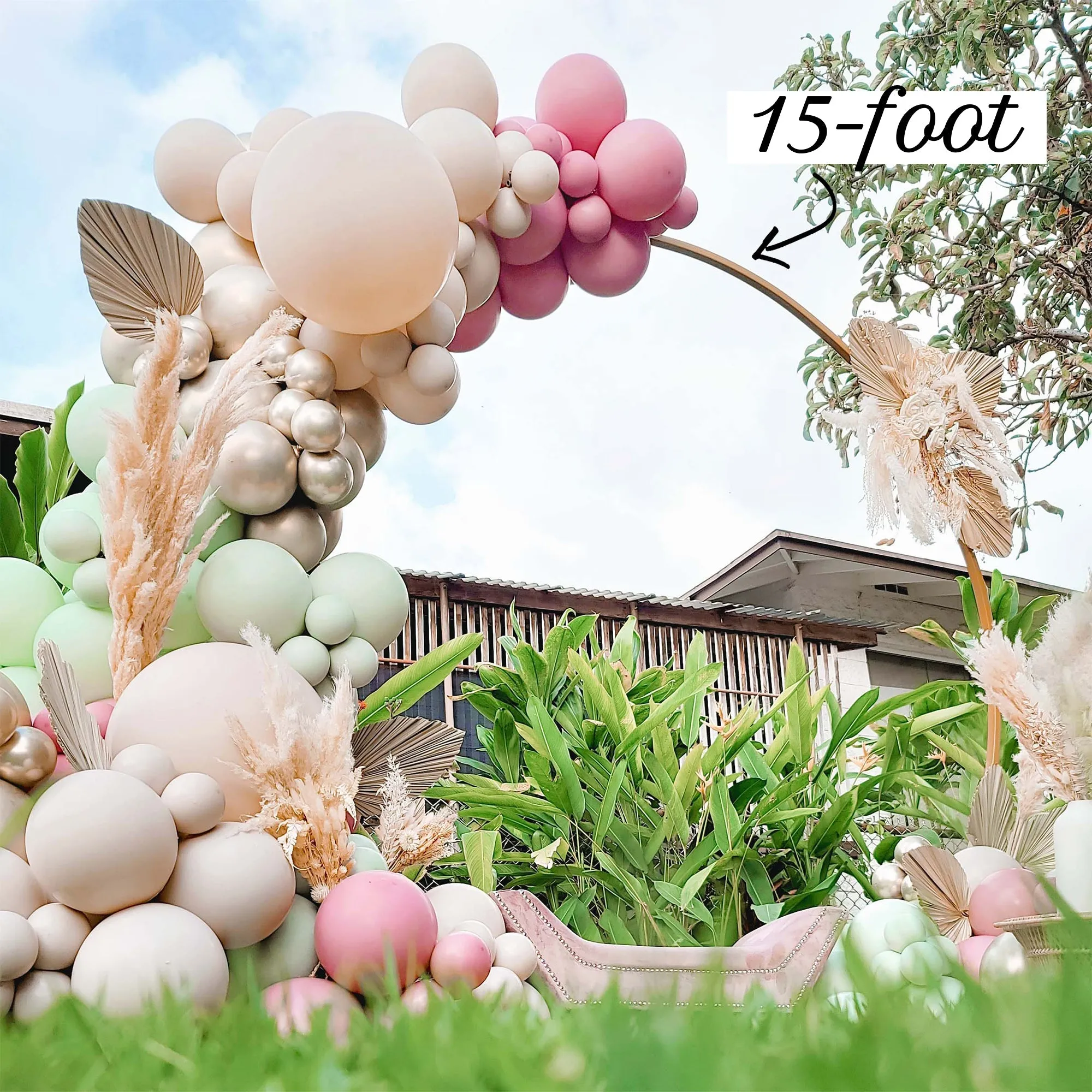 Boho Balloon Arch Kit - Green, Linen, Dusty Rose Balloon Garland Kit