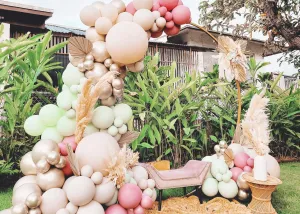 Boho Balloon Arch Kit - Green, Linen, Dusty Rose Balloon Garland Kit
