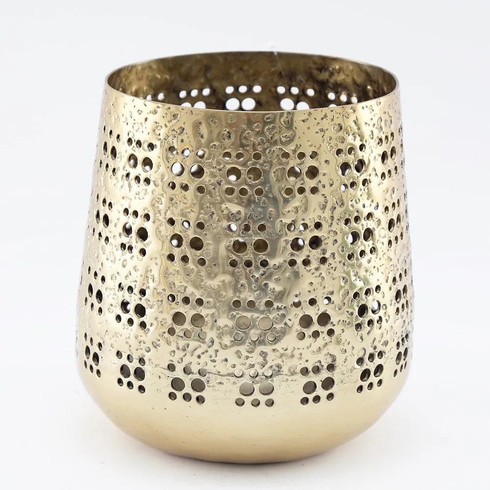Brass-Finish Candle Holder / Plant Pot Holder - 19cm