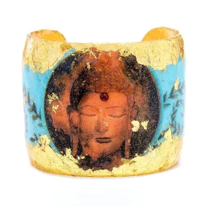 Buddha Blue 2" Gold Cuff - SL106