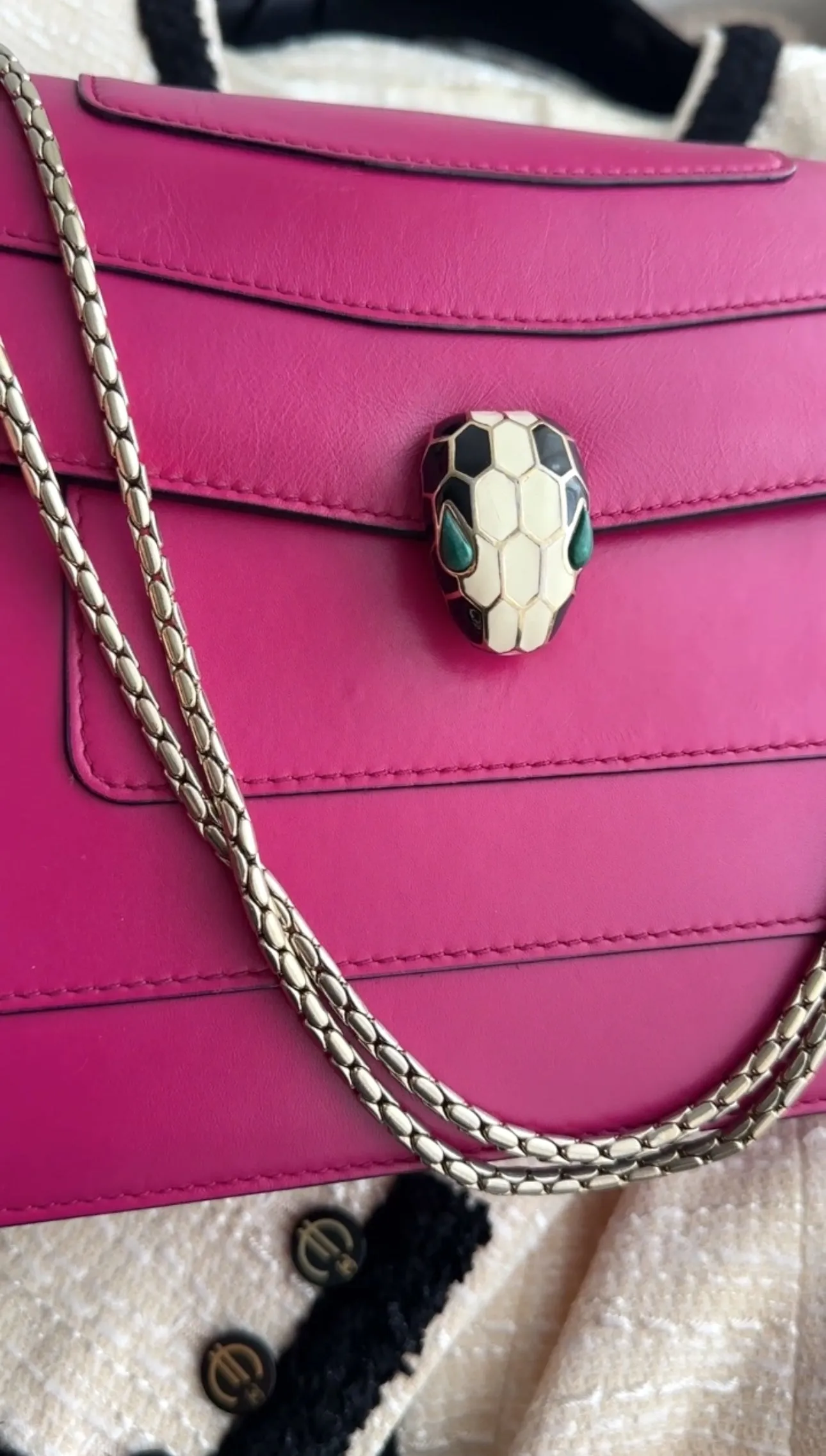 Bvlgari Serpenti Forever Medium Flap Bag Magenta Fuchsia