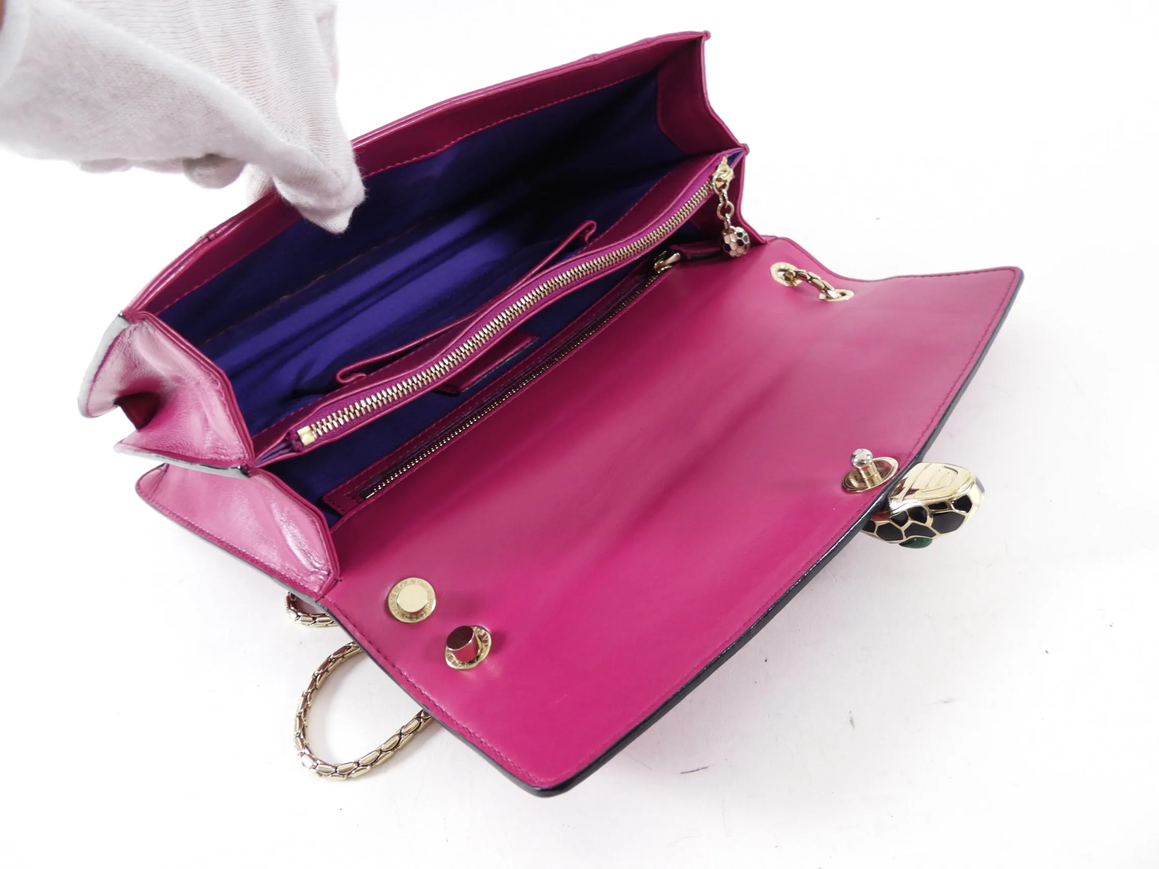 Bvlgari Serpenti Forever Medium Flap Bag Magenta Fuchsia