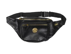 CAPITAL GAINS SNAKE LEATHER FANNY PACK BLACK - CG012