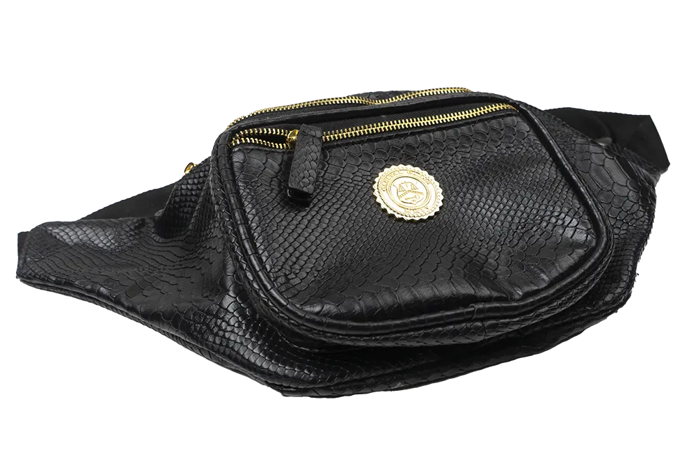 CAPITAL GAINS SNAKE LEATHER FANNY PACK BLACK - CG012