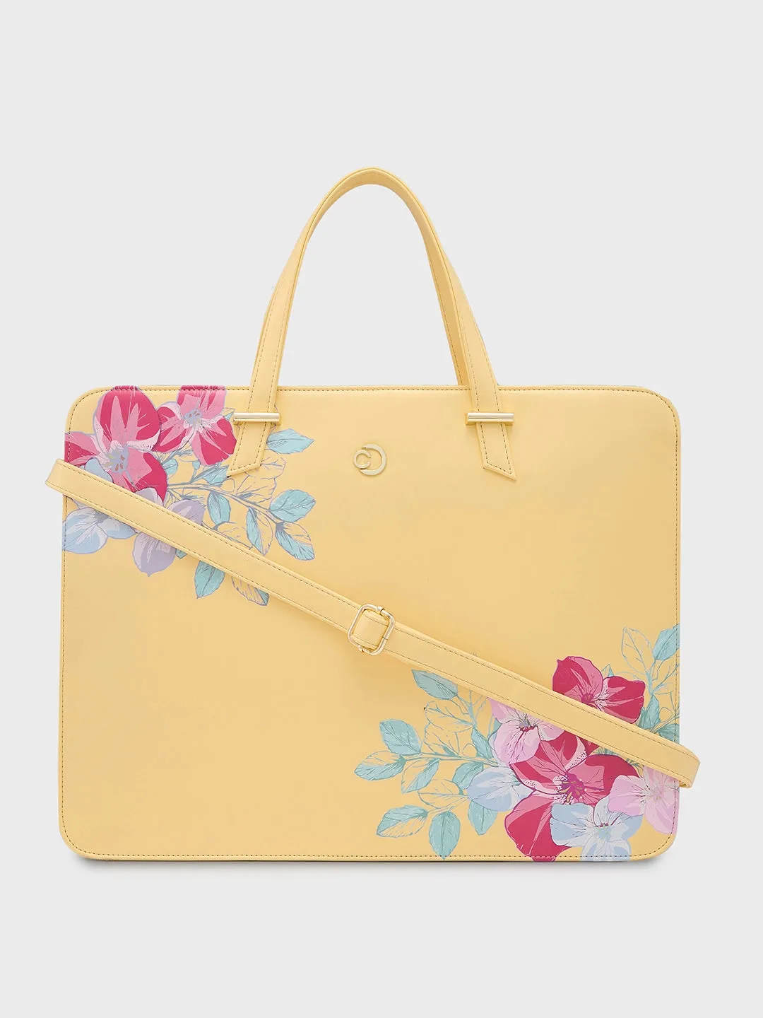 Caprese Shanaya Laptop Bag Large Printed Yellow