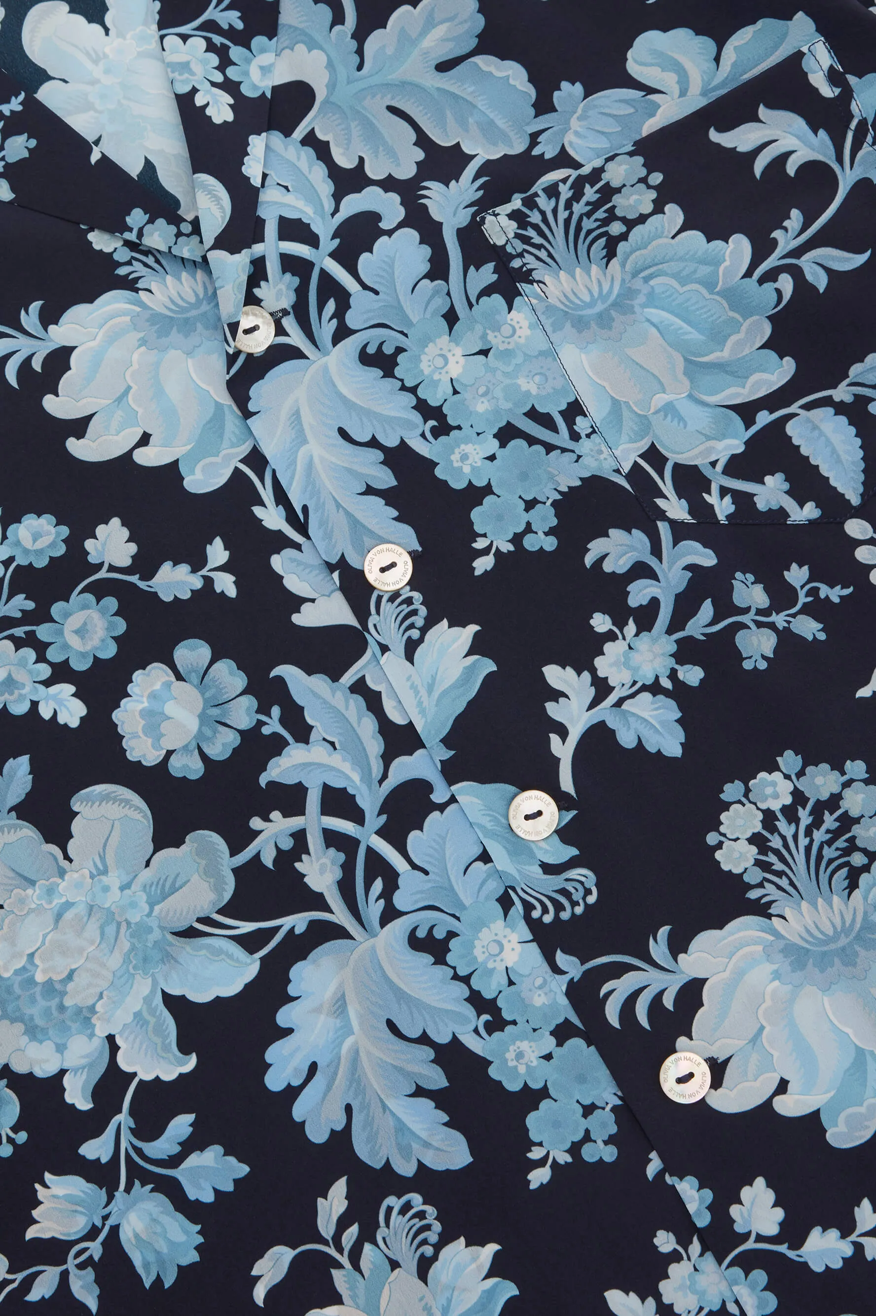 Casablanca Alcides Blue Floral Pyjamas in Silk Crêpe de Chine