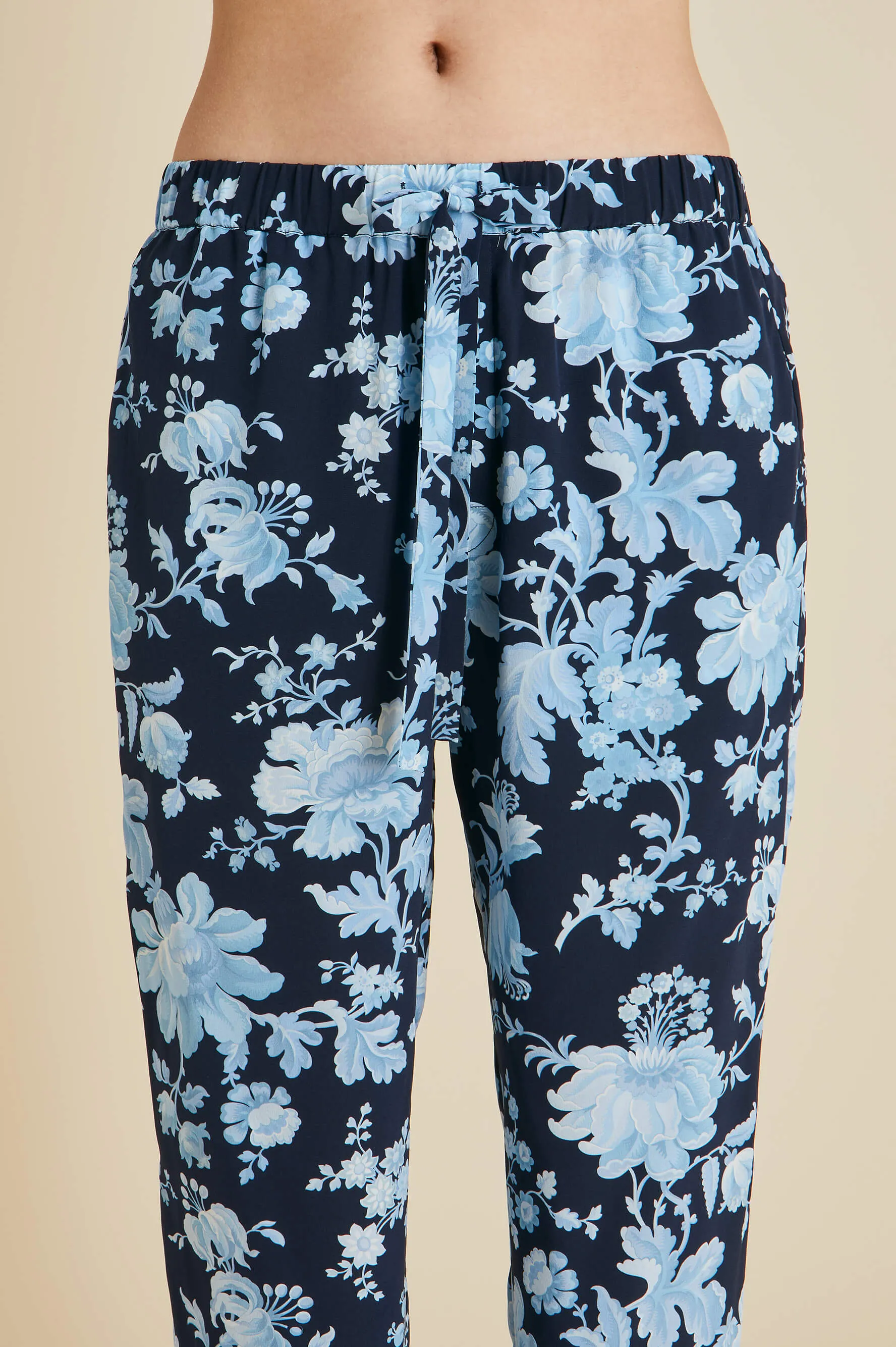 Casablanca Alcides Blue Floral Pyjamas in Silk Crêpe de Chine