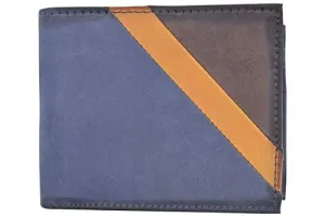 Cazoro Front Pocket Wallet for Men RFID Blocking Leather Bifold ID Window Navy Blue Wallet
