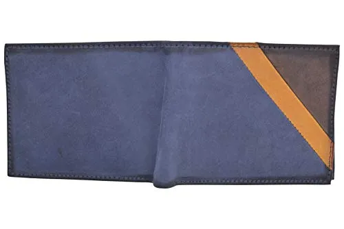 Cazoro Front Pocket Wallet for Men RFID Blocking Leather Bifold ID Window Navy Blue Wallet