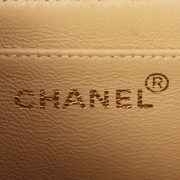 Chanel Around 1995 Made Canvas Logo Print Classic Flap Chain Bag Maxi Beige