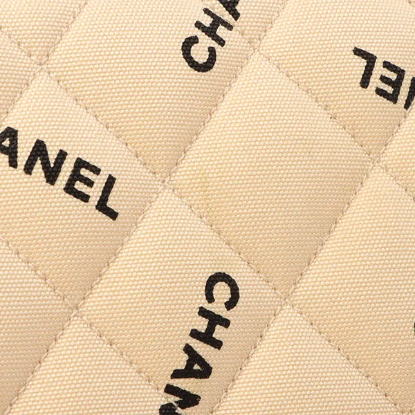Chanel Around 1995 Made Canvas Logo Print Classic Flap Chain Bag Maxi Beige
