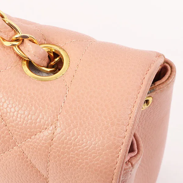 Chanel Around 1995 Made Caviar Skin Diana Flap Chain Bag 25Cm Baby Pink