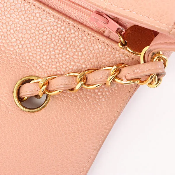 Chanel Around 1995 Made Caviar Skin Diana Flap Chain Bag 25Cm Baby Pink