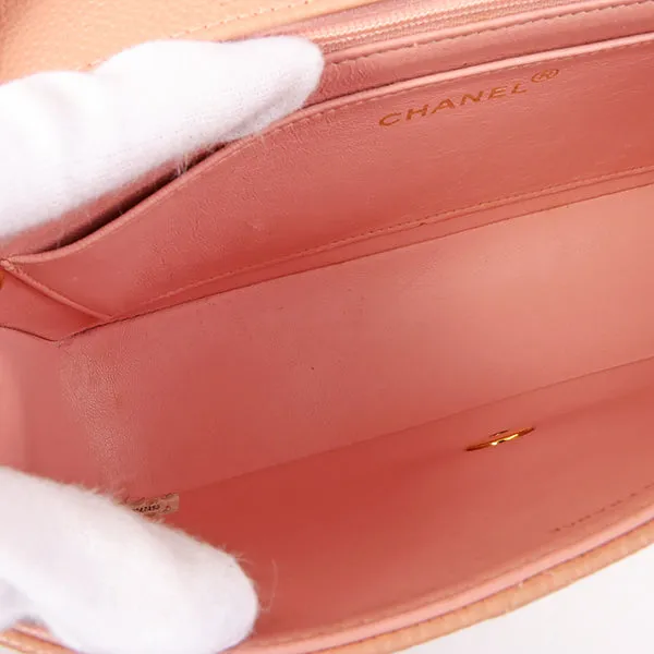Chanel Around 1995 Made Caviar Skin Diana Flap Chain Bag 25Cm Baby Pink