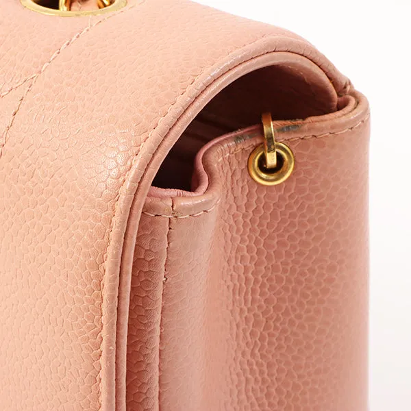Chanel Around 1995 Made Caviar Skin Diana Flap Chain Bag 25Cm Baby Pink