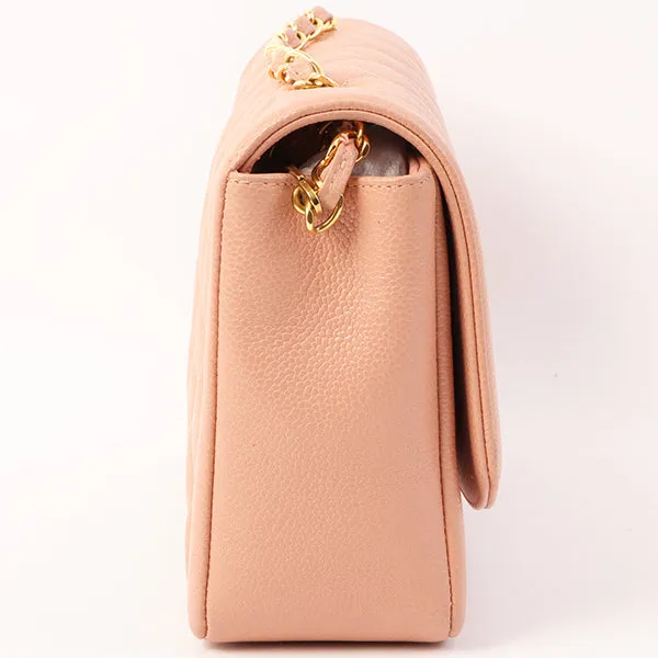 Chanel Around 1995 Made Caviar Skin Diana Flap Chain Bag 25Cm Baby Pink