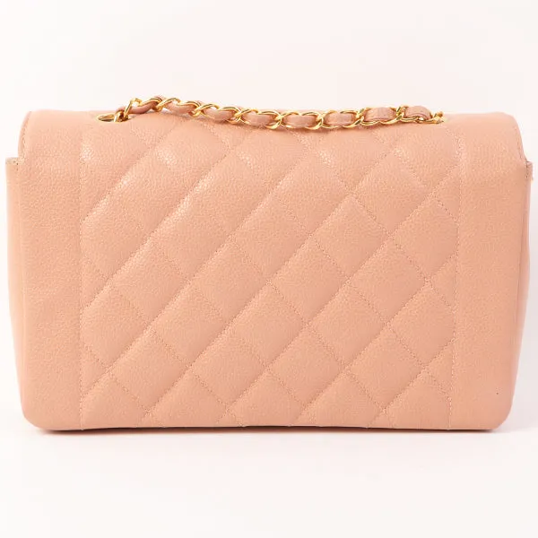Chanel Around 1995 Made Caviar Skin Diana Flap Chain Bag 25Cm Baby Pink
