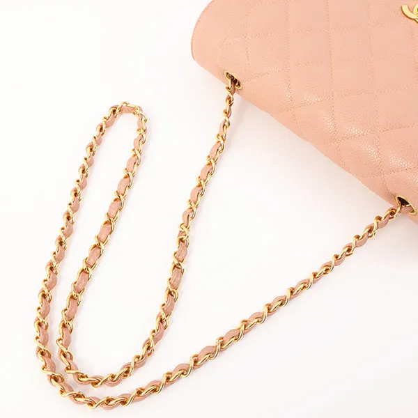 Chanel Around 1995 Made Caviar Skin Diana Flap Chain Bag 25Cm Baby Pink