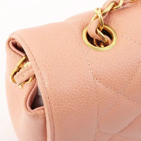Chanel Around 1995 Made Caviar Skin Diana Flap Chain Bag 25Cm Baby Pink