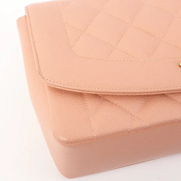 Chanel Around 1995 Made Caviar Skin Diana Flap Chain Bag 25Cm Baby Pink