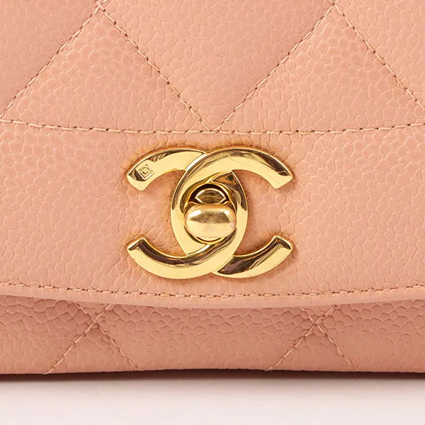 Chanel Around 1995 Made Caviar Skin Diana Flap Chain Bag 25Cm Baby Pink
