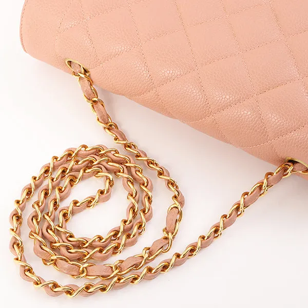 Chanel Around 1995 Made Caviar Skin Diana Flap Chain Bag 25Cm Baby Pink