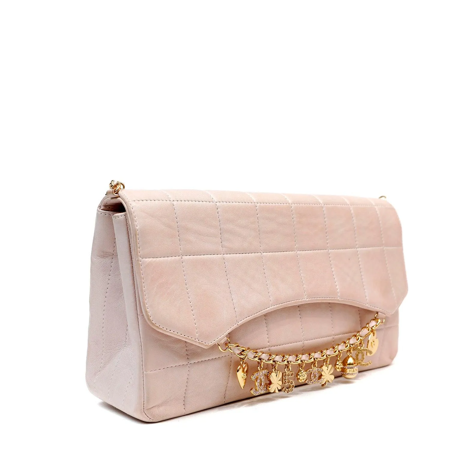 Chanel Blush Lambskin Lucky Charms Chain Flap Bag