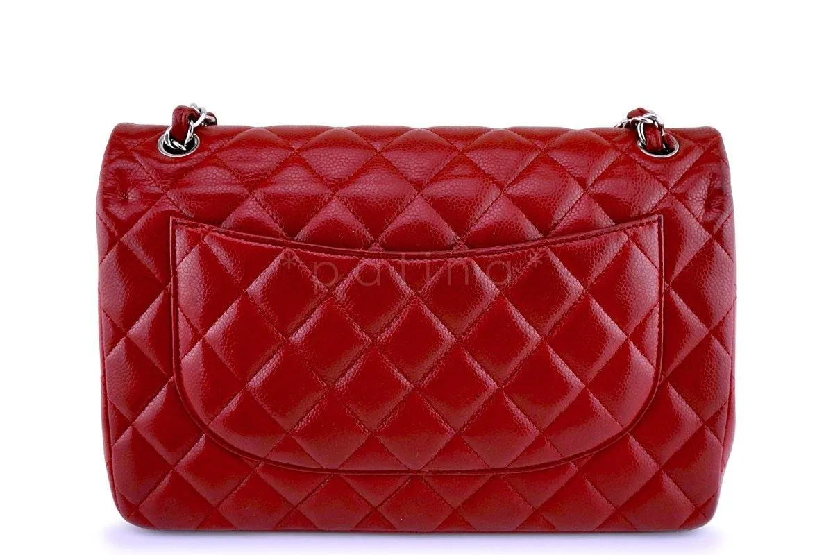 Chanel Red Caviar Jumbo 2.55 Classic Double Flap Bag SHW