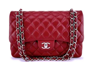 Chanel Red Caviar Jumbo 2.55 Classic Double Flap Bag SHW