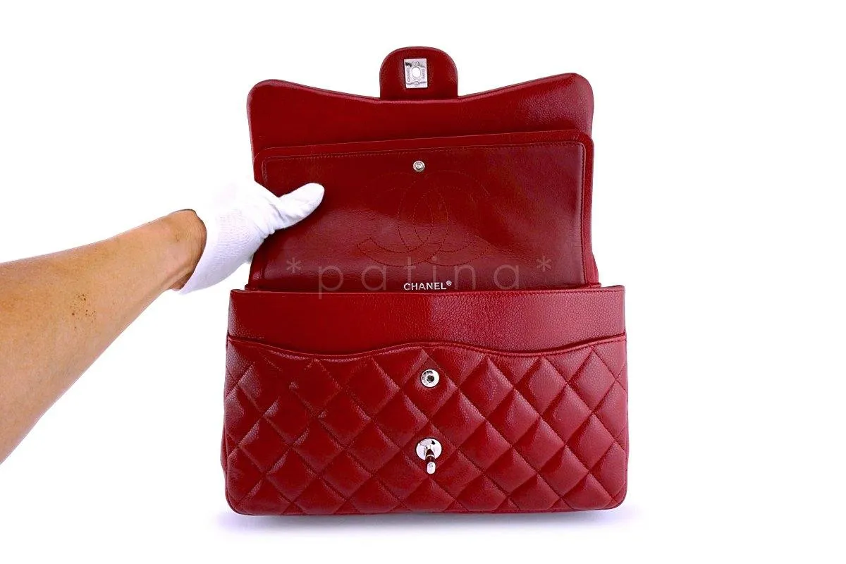 Chanel Red Caviar Jumbo 2.55 Classic Double Flap Bag SHW