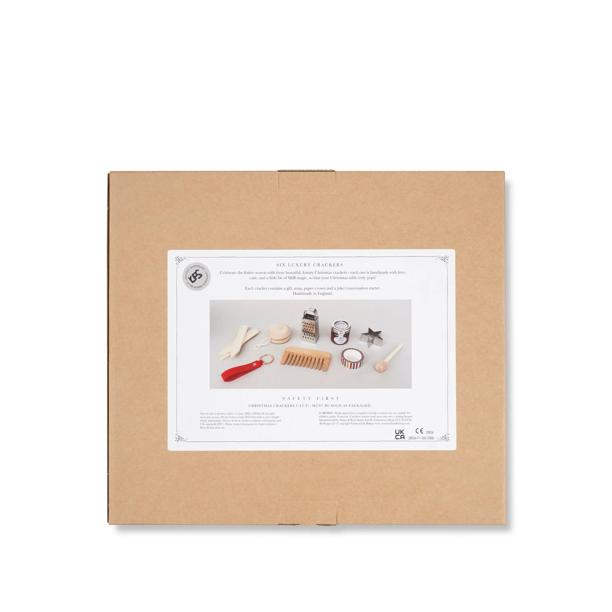 Christmas Crackers with 'Les Airelles' Print and Red Velvet Bows, Box of 6 (UK ONLY)