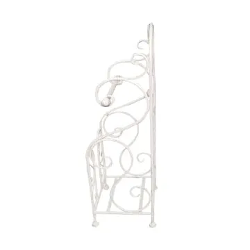 Classic Free standing Metal Toilet Paper Holder, Off White-Benzara