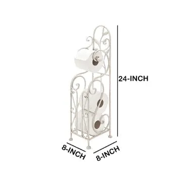 Classic Free standing Metal Toilet Paper Holder, Off White-Benzara