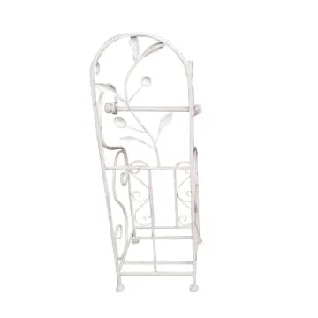 Classic Free standing Metal Toilet Paper Holder, Off White-Benzara