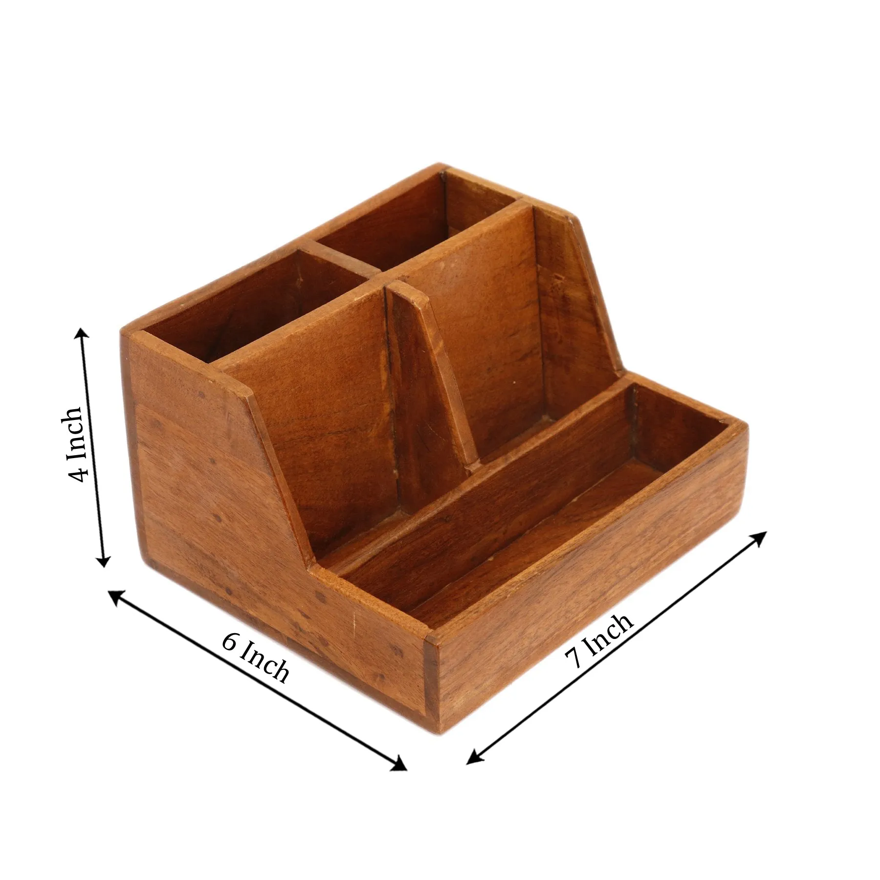 Classic Natural Tone Multiple Slot Handmade Desk Organizer