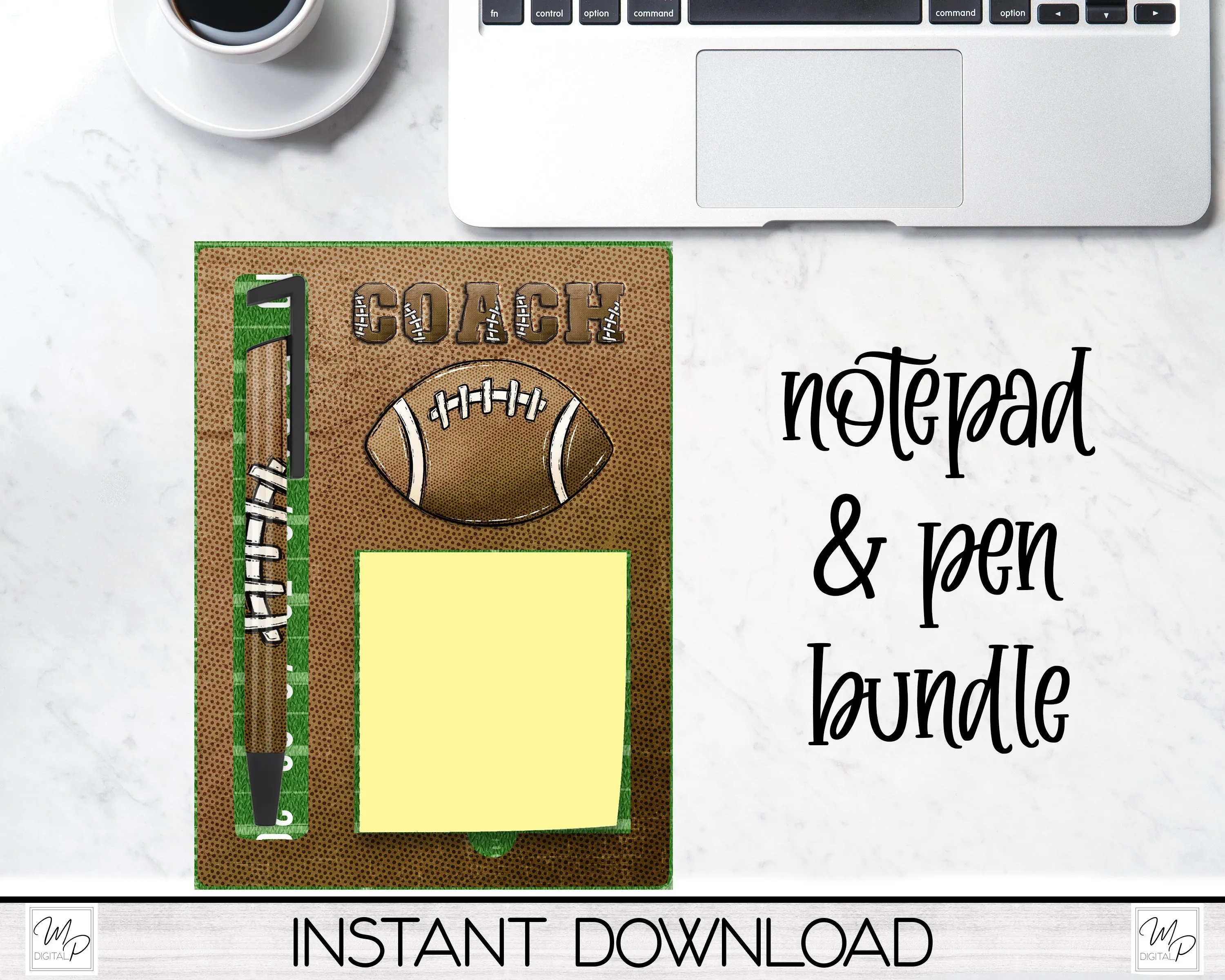 Coach Sticky Notepad Holder and Pen PNG Sublimation Design, Digital Download
