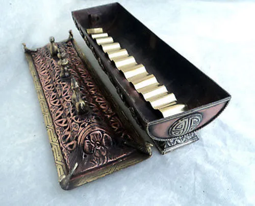 Copper Astamangal Potala Metal Incense Burner Box