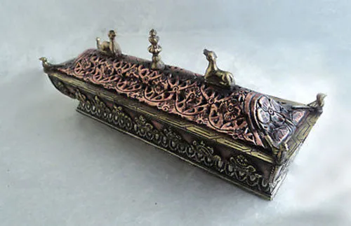 Copper Astamangal Potala Metal Incense Burner Box