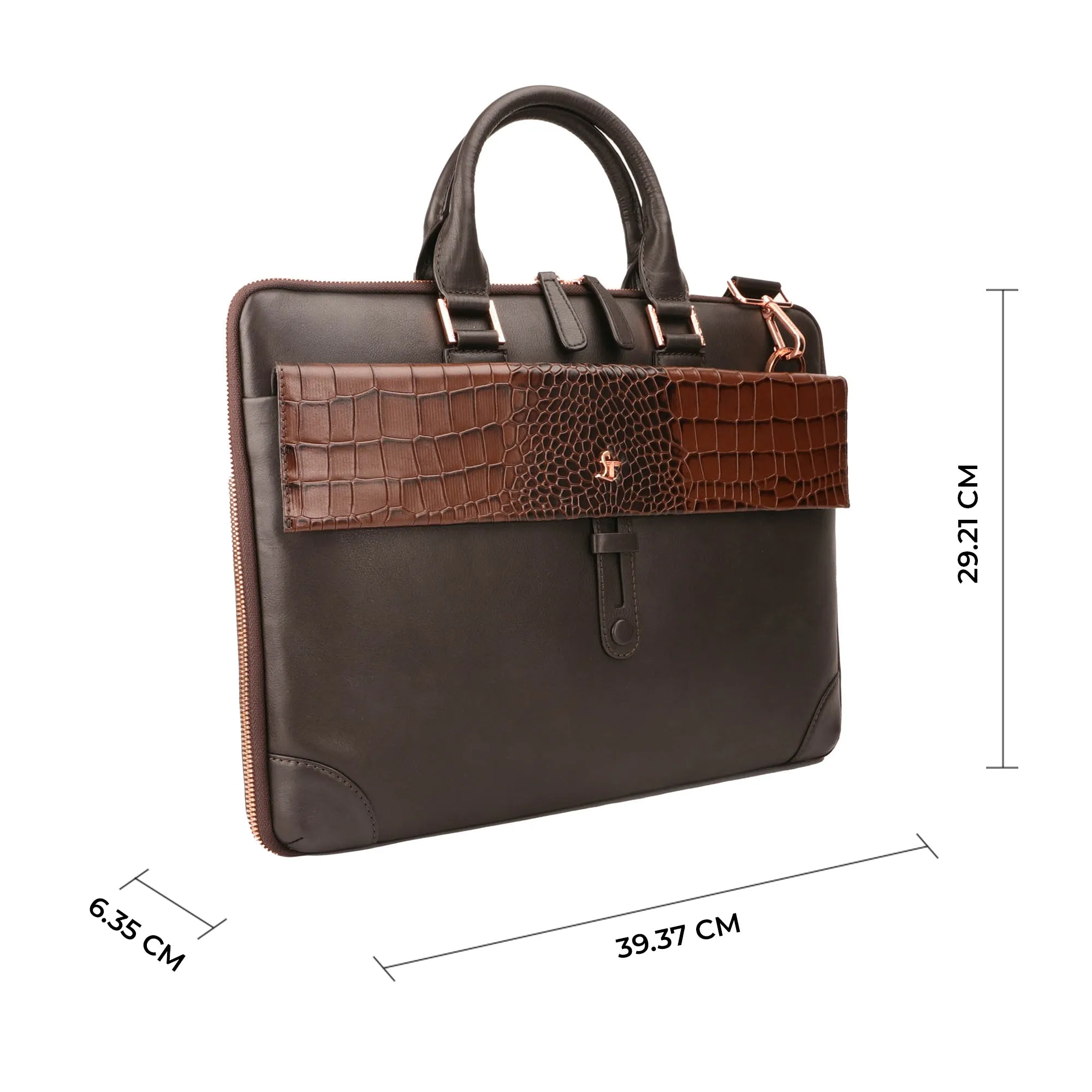 Corporate New Year Gift | Loop II | Pure Leather Laptop Bag for Men | Color: Brown