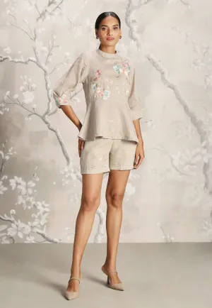 Corsage Peplum Co-Ord With Shorts