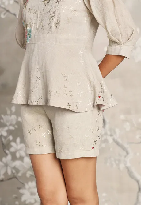 Corsage Peplum Co-Ord With Shorts
