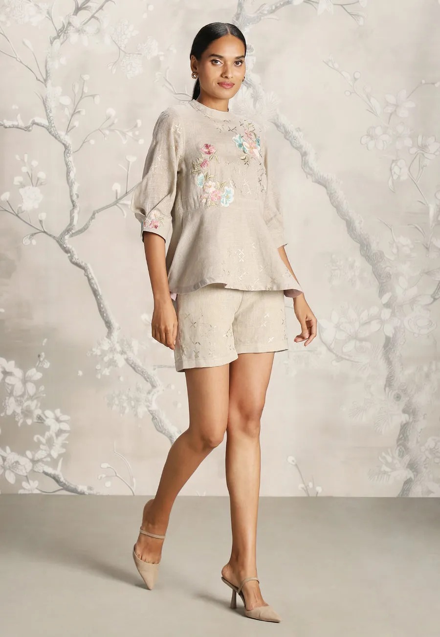 Corsage Peplum Co-Ord With Shorts