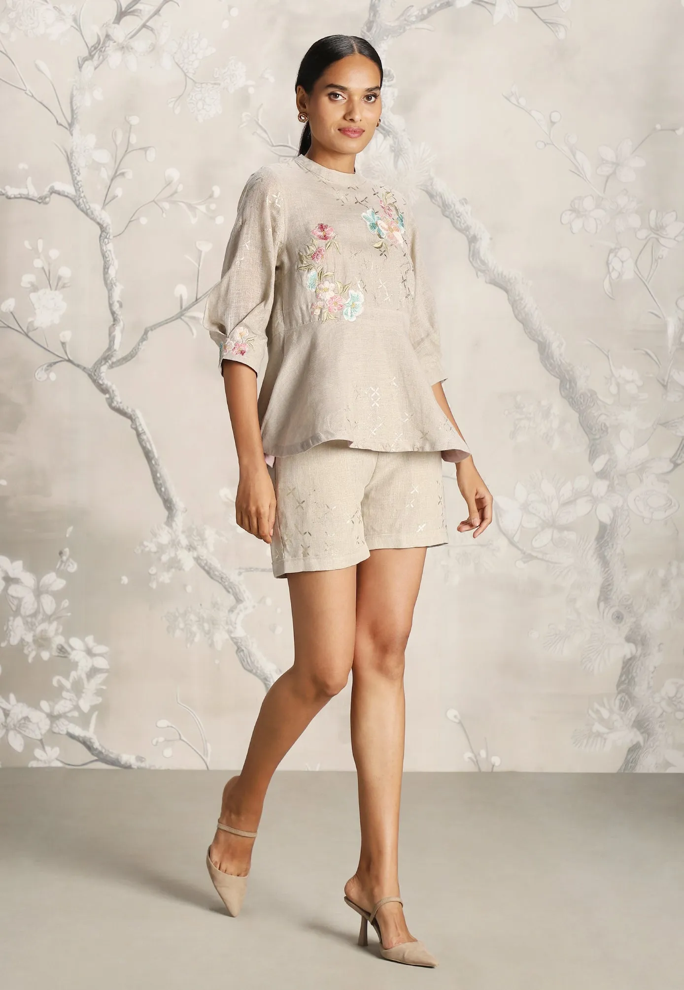 Corsage Peplum Co-Ord With Shorts