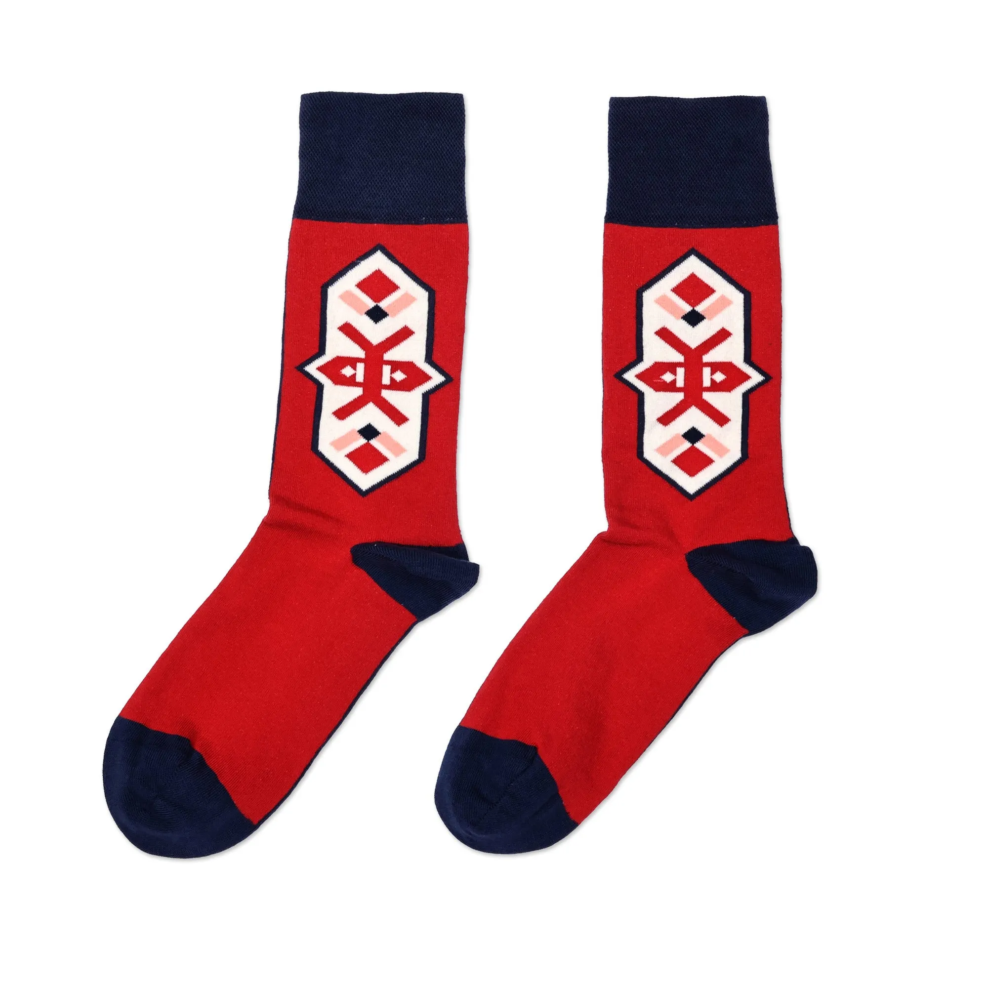 Cotton Blend Socks Featuring Traditional Armenian Motifs - Gyumri Experience | NOVICA