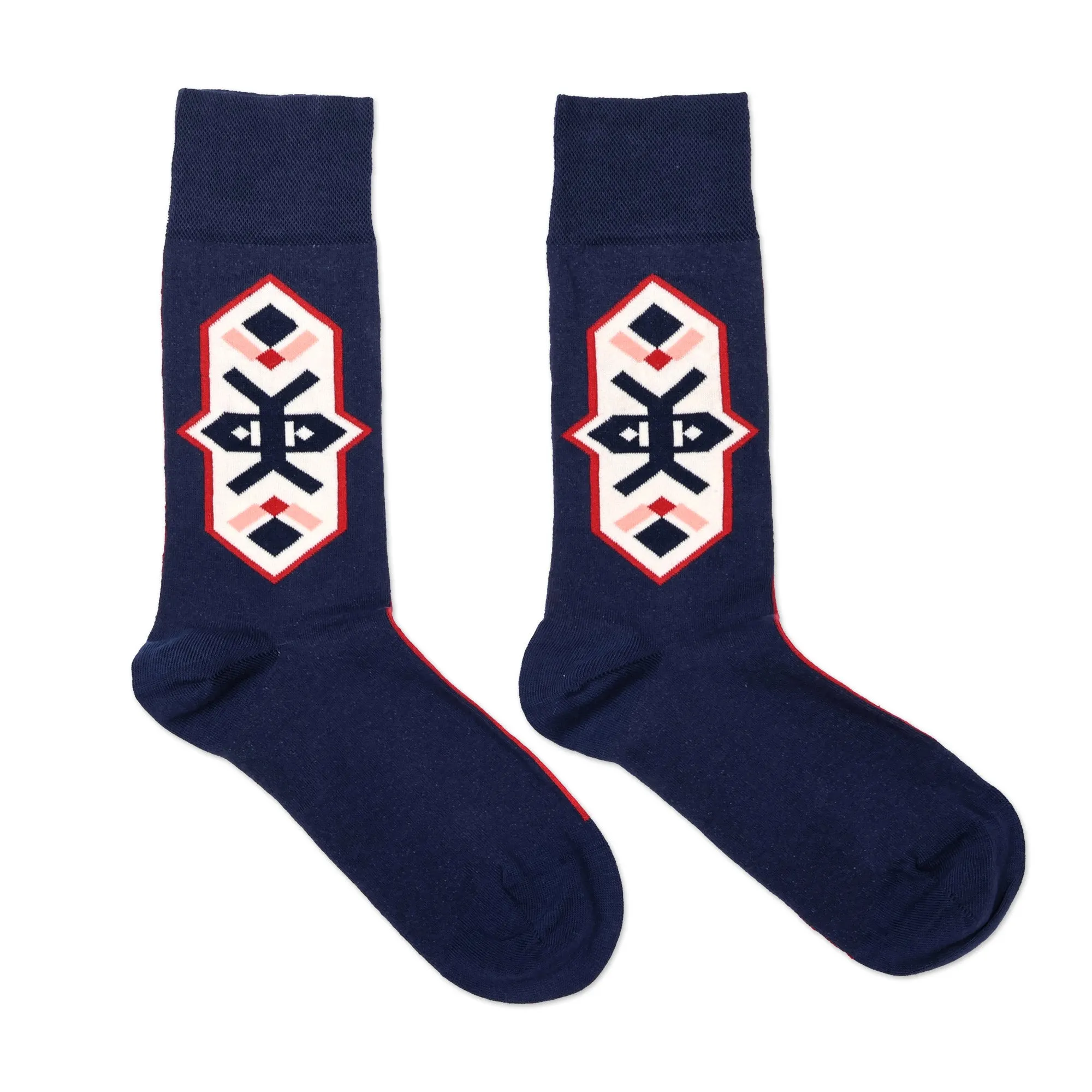 Cotton Blend Socks Featuring Traditional Armenian Motifs - Gyumri Experience | NOVICA