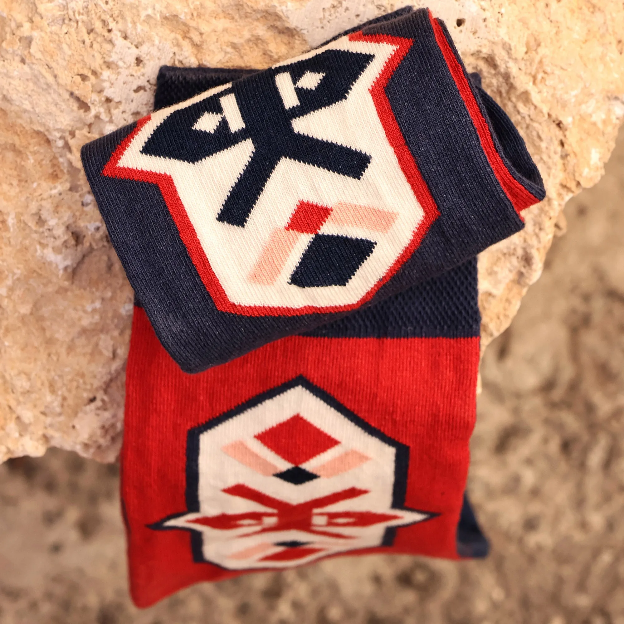 Cotton Blend Socks Featuring Traditional Armenian Motifs - Gyumri Experience | NOVICA